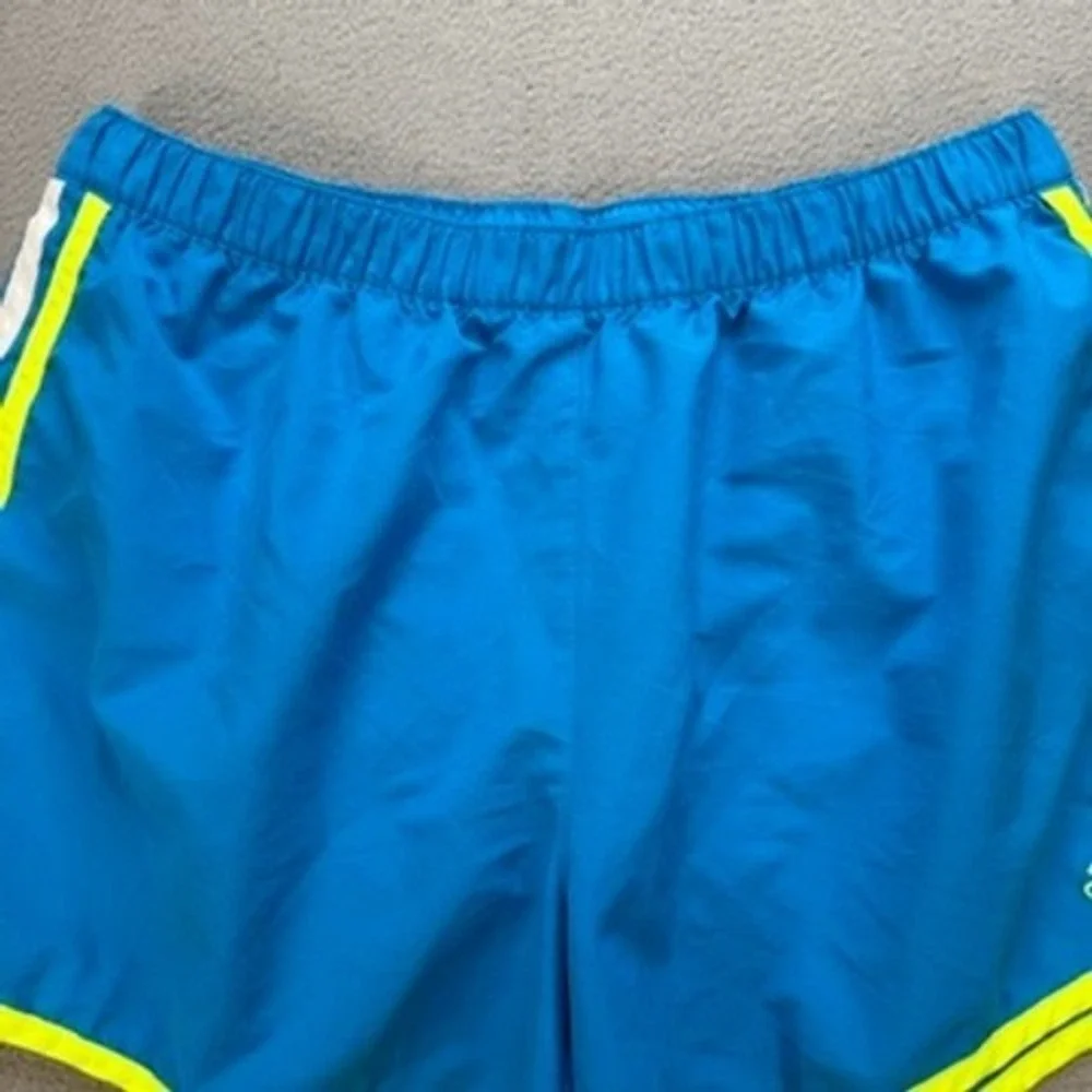 Adidas Running Shorts Marathon 10 Regular Fit Medium Blue Neon Yellow 3 Stripe